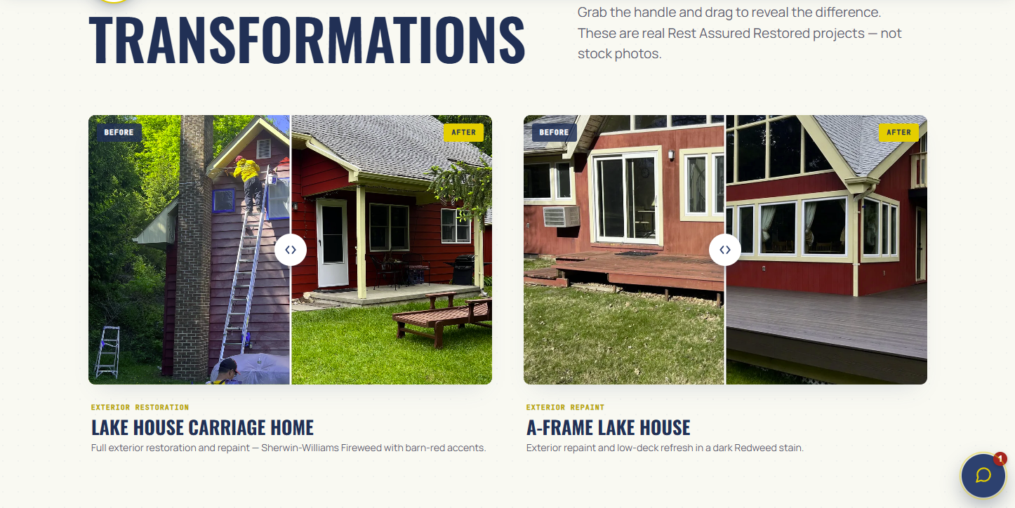 Rest Assured Restored website services preview