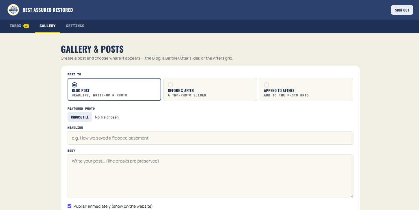 Rest Assured Restored custom admin panel